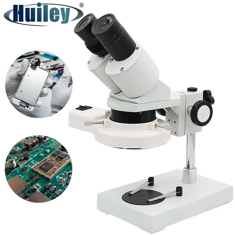 Microscopio estéreo Industrial iluminado, herramienta de reparación de soldadura para teléfono móvil, reloj, inspección PCB, 20x40x