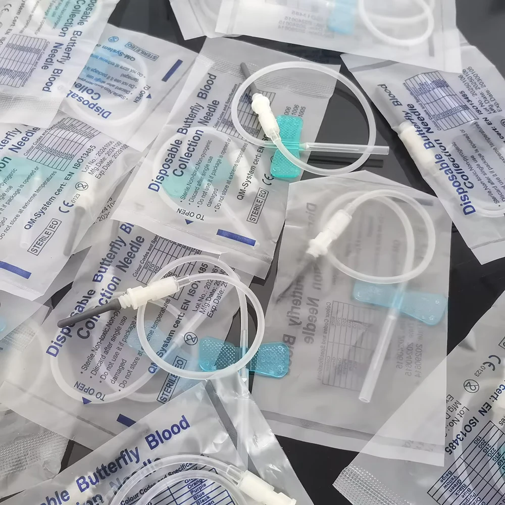 500 Agujas Desechables para Extracción de Sangre Tipo Mariposa, Agujas de Doble Ala para Recolección de Sangre, Cuidado de Mascotas, Gatos, Perros, Animales