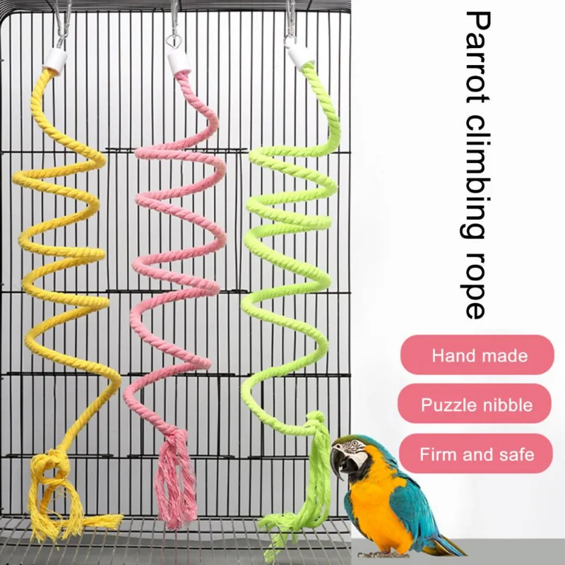 Juguete Molar para pájaros, cuerda de algodón duradera, perchas de pie para loros y mascotas multicolores para cacatúa, jaula para loros, juguete para pájaros y mascotas
