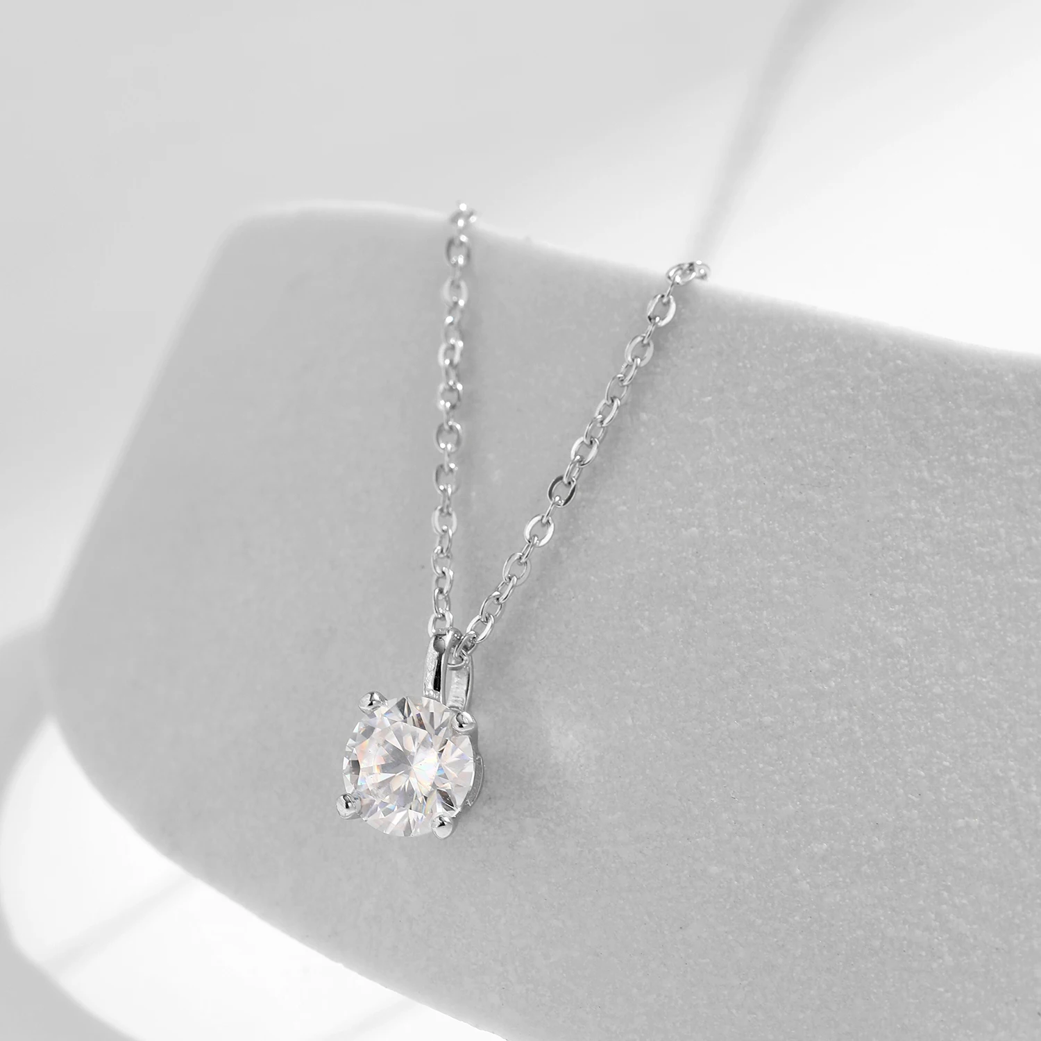 MODIAN-collar de moissanita con ajuste de punta de 1CT, colgante de diamante de laboratorio VVS1 de color D para mujer, joyería de boda de Plata de Ley 925