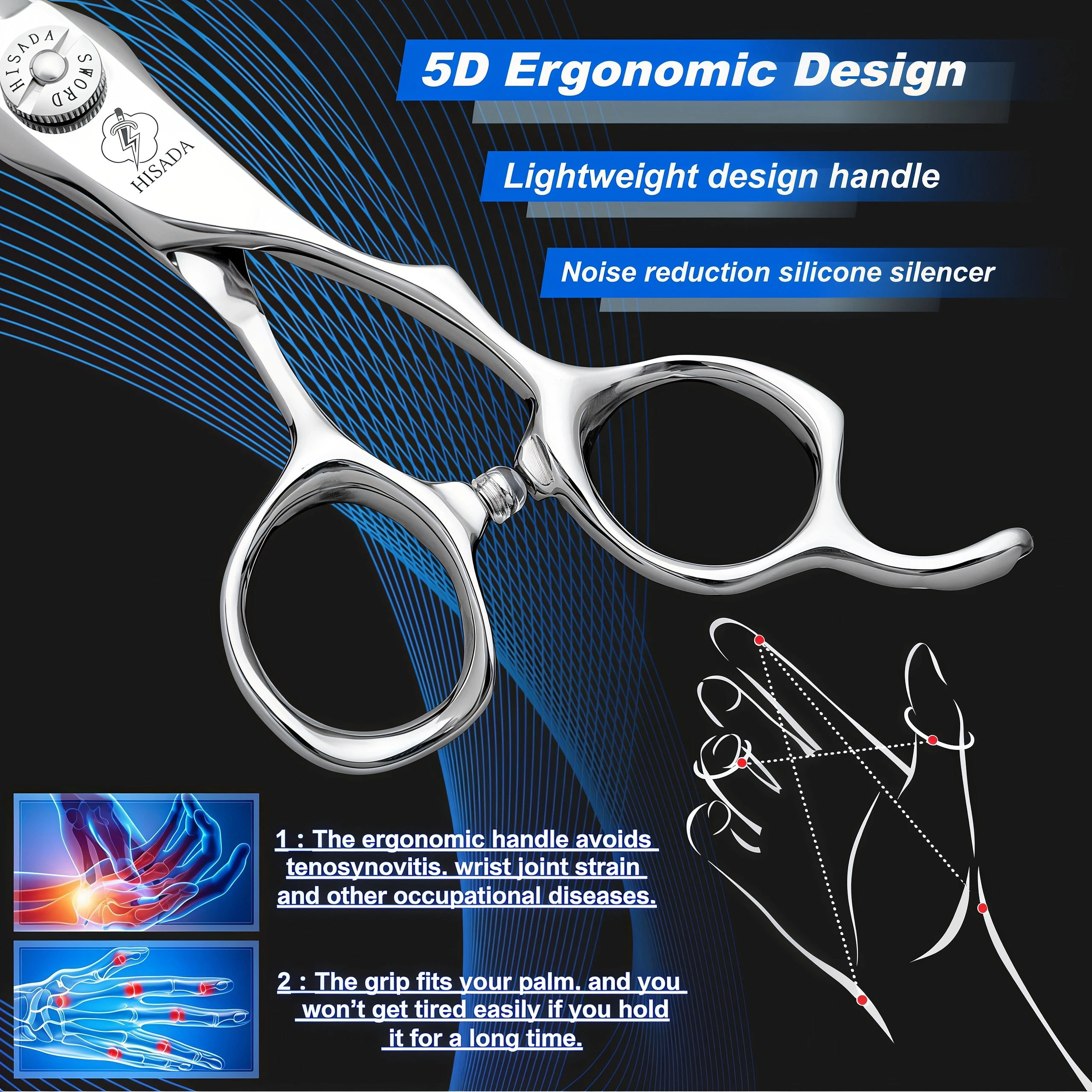 Tijeras de Peluquería Profesionales de 6.0, 6.5 y 7.0 Pulgadas, Material VG10, Hechas a Mano en Japón