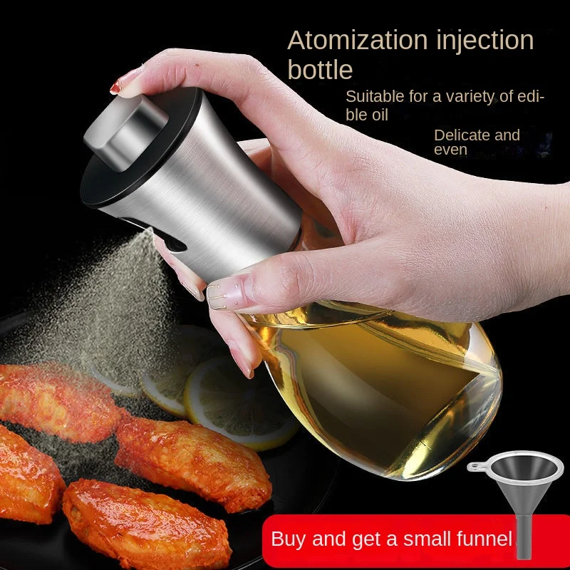 Olla pulverizadora de aceite, pulverizador de aceite para cocinar, botella pulverizadora, barbacoa, freidora de aire multifunción, olla de aceite para hornear de alta presión de vidrio