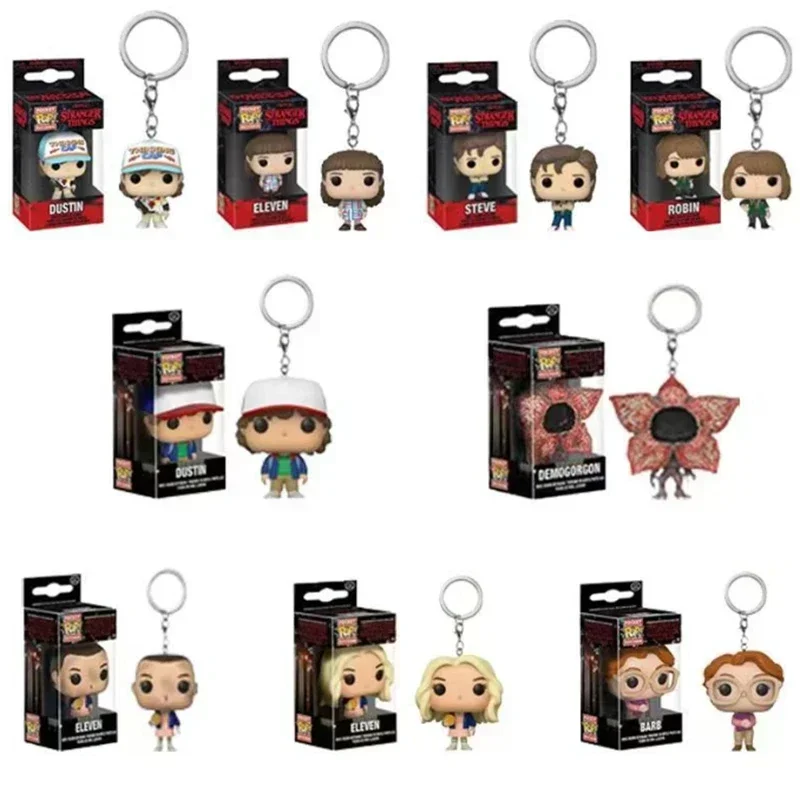 13 estilos FUNKO Pocket Stranger llavero Eleven Dustin Barb Steve Demogorgon figuras de acción juguetes cosas con caja