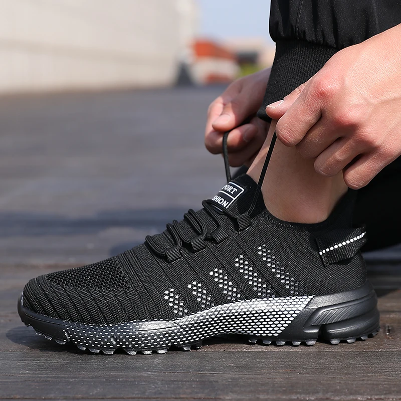 Zapatillas de deporte informales para Hombre, Zapatillas de malla ligeras y transpirables con suela blanda para correr, mocasines planos sin cordones, Zapatillas deportivas para Hombre