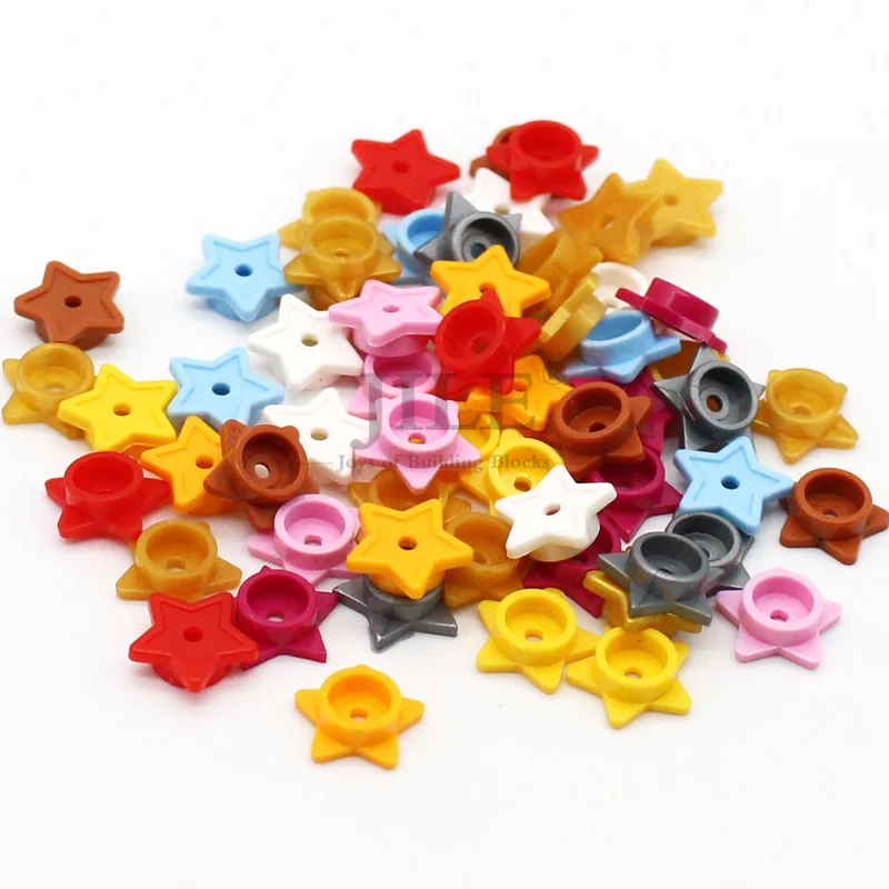 200 Uds. Placa redonda Moc 11609 1x1 con estrella y agujero pequeño DIY bloques de construcción compatibles 28619 partículas de ensamblaje