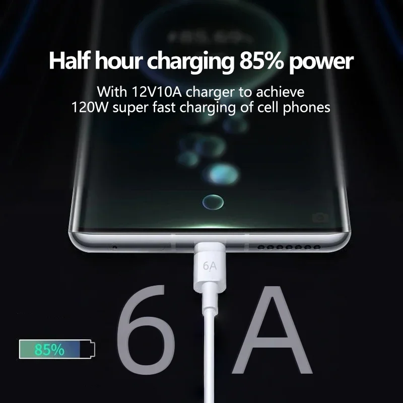 3 unidades, cable de carga súper rápida de 120 W y 6 A, cable de datos USB tipo C de carga rápida, cable de carga rápida, cargador USB C, carga rápida.