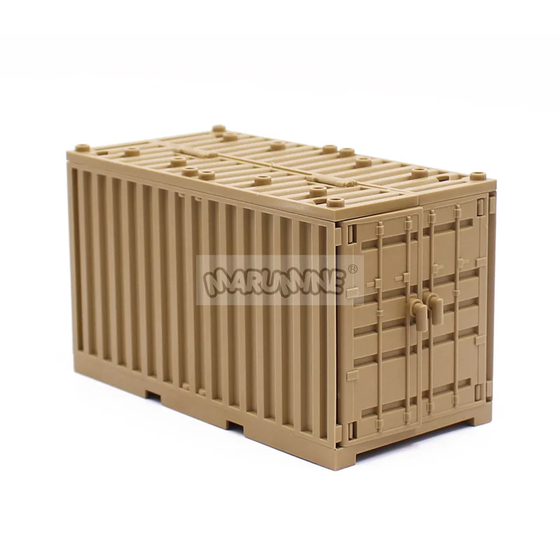 Marumine-cajas contenedoras militares MOC, accesorios de ladrillos, escena del ejército, piezas de bloques de construcción, envío, Kit de modelo de caja de transporte DIY