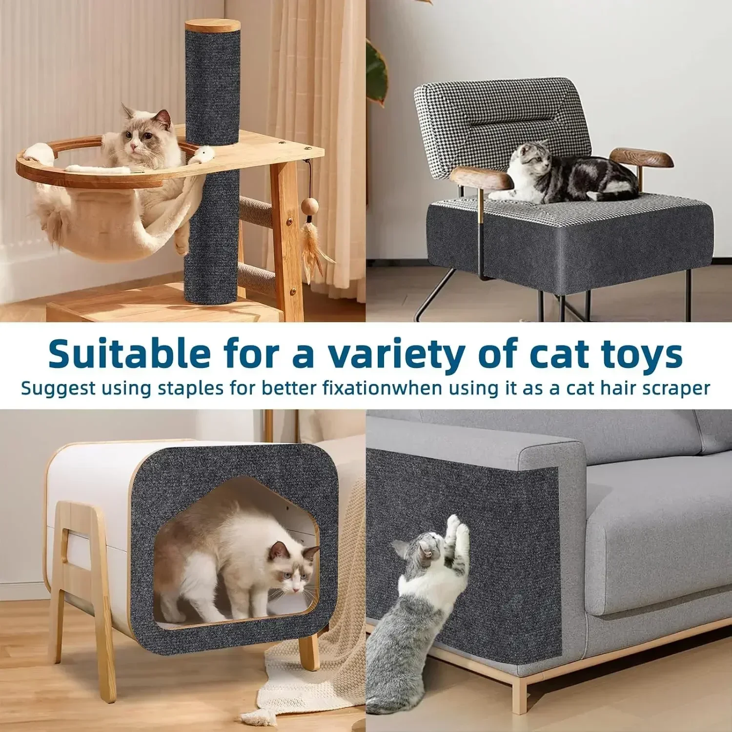Alfombra rascadora para gatos, alfombra recortable para gatos, alfombra para rascar gatos, pared de esquina, autoadhesiva, Protector de muebles para arañazos DIY
