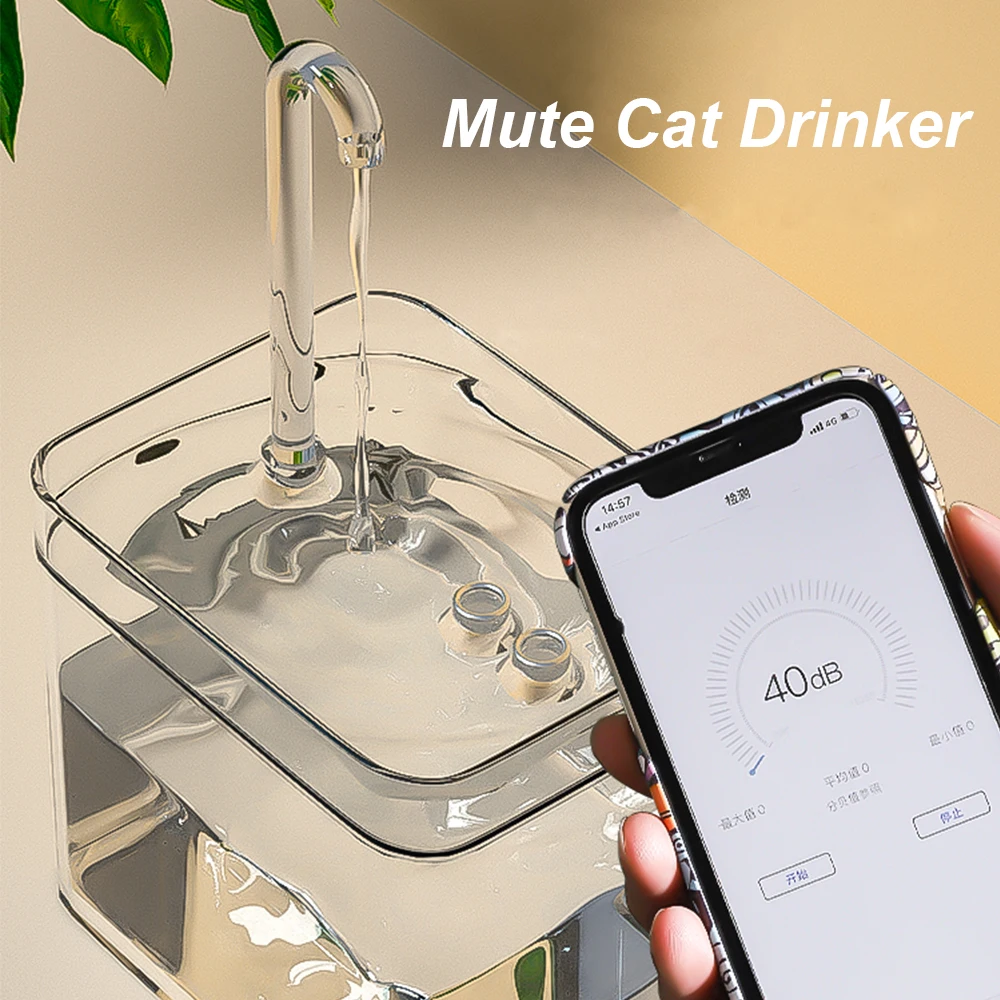Fuente de agua para gatos, filtro automático, bebedero transparente para gatos, bebedero de filtrado de recircular silencioso eléctrico USB para gatos, dispensador de agua