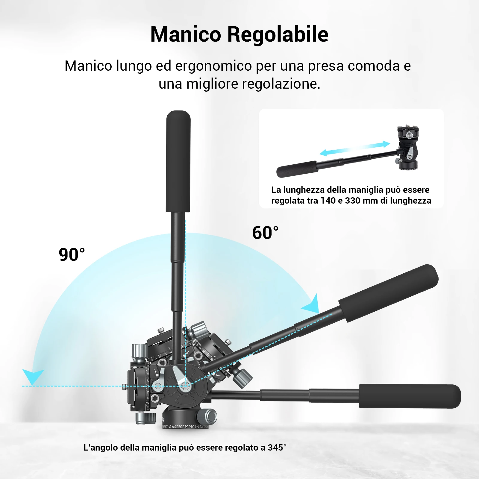 SmallRig-Cabezal de vídeo ligero y fluido, giratorio de 360 ° con mango telescópico extraíble, ajustable, ligero, portátil, 3457