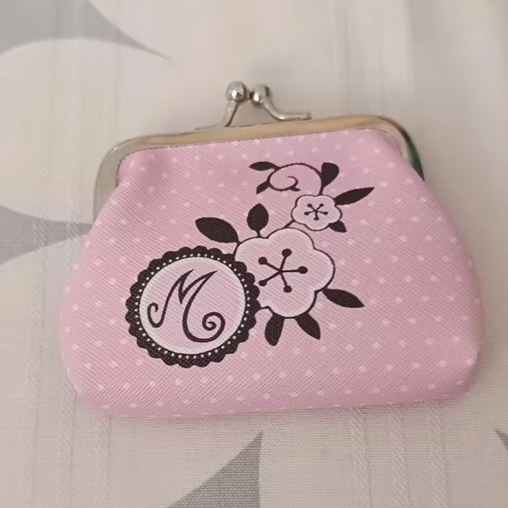 Monedero de Cosplay de Personaje de Anime para Mujer, con Estampado de Flores Rosadas, Bolso de Mano Portátil, Accesorio para Fiesta de Halloween