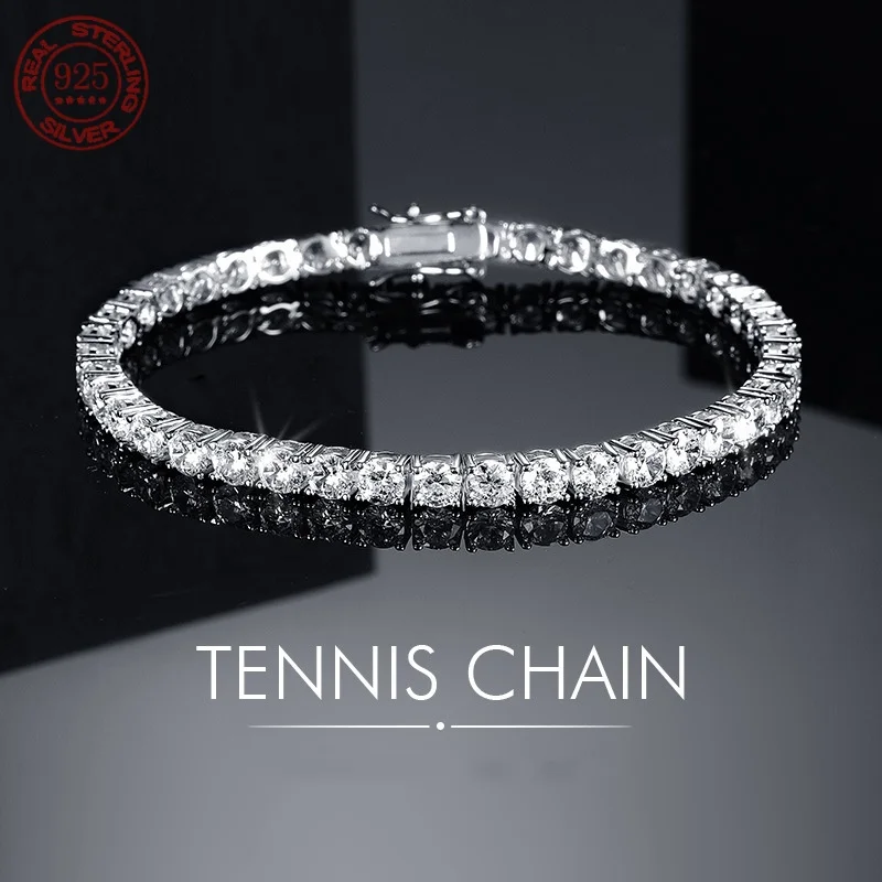 Pulsera de Tenis de Zirconia de Grado 4A Chapada en Plata 925 y Oro 18K a Precio de Fábrica para Hombre y Mujer, Joyería Exquisita de Moda y Personalidad