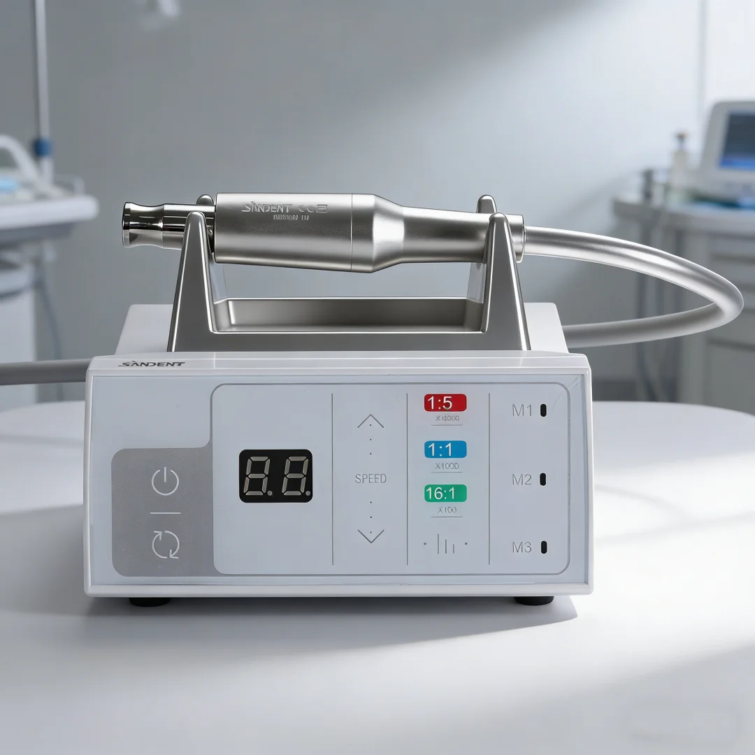 Micromotor Eléctrico Dental SANDENT sin Escobillas con LED, 4 Orificios, Compatible con Piezas de Mano 1:1, 1:5, 16:1, Tipo E, DTA