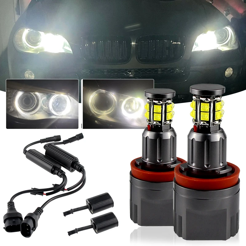 2 uds 120W H8 LED sin errores Ojos de Ángel lámpara de faro para BMW E92 E93 E82 E70 X5 E71 X6 F01/F02 E63/E64 08-13 blanco 6000K