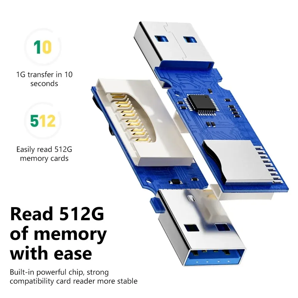 Adaptador de lector de tarjetas USB3.0/2,0 2 en 1, USB3.0/2,0 macho a tarjeta de memoria SD TF, lector de tarjetas USB para PC, accesorios para ordenador portátil
