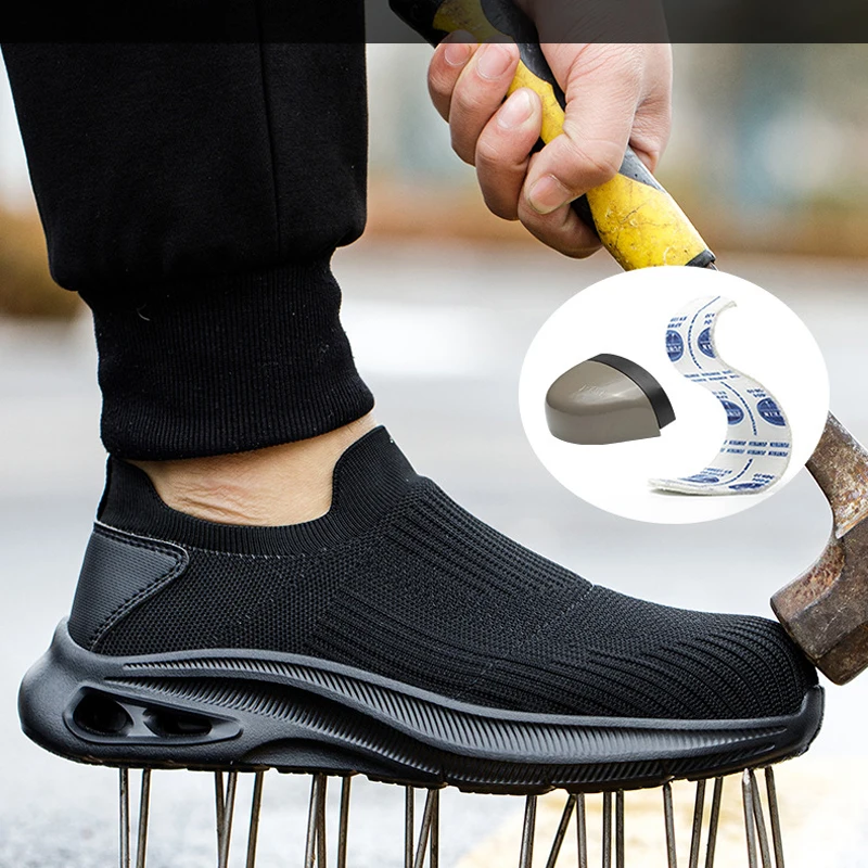 2026 zapatos de seguridad transpirables para el trabajo para hombre, botas ligeras con punta de acero antigolpes, antideslizantes, indestructibles, calzado, zapatillas de deporte