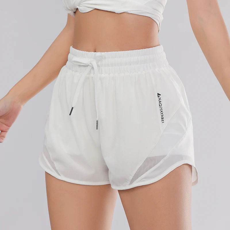 Pantalones cortos deportivos para mujer, yoga, fitness, cintura alta, sueltos, pantalones de tres cuartos, alta elasticidad, secado rápido, transpirables, antideslumbrantes
