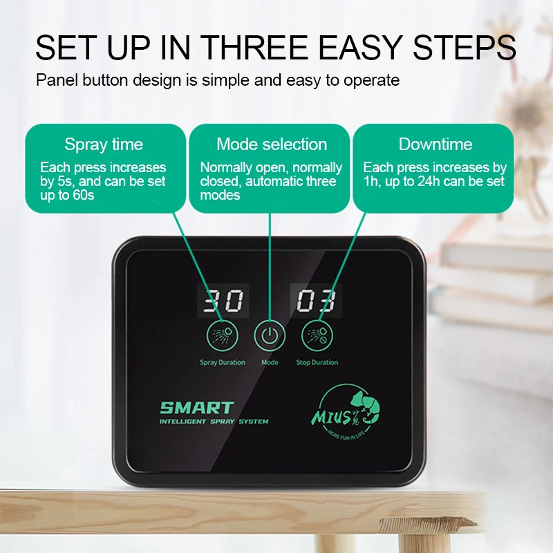 Nebulizador inteligente para reptiles, terrarios, humidificador, temporizador electrónico, sistema de pulverización de niebla automática, Kit de Control de aspersor