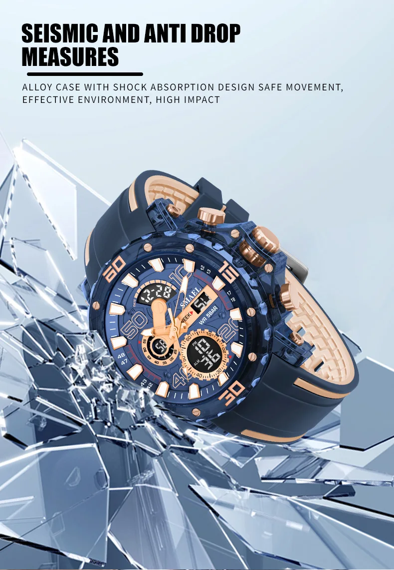 Reloj Deportivo Digital para Hombre SMAEL 8136 - Resistente al Agua 50M, Retroiluminación LED, Alarma, Cronómetro, Resistente a Impactos