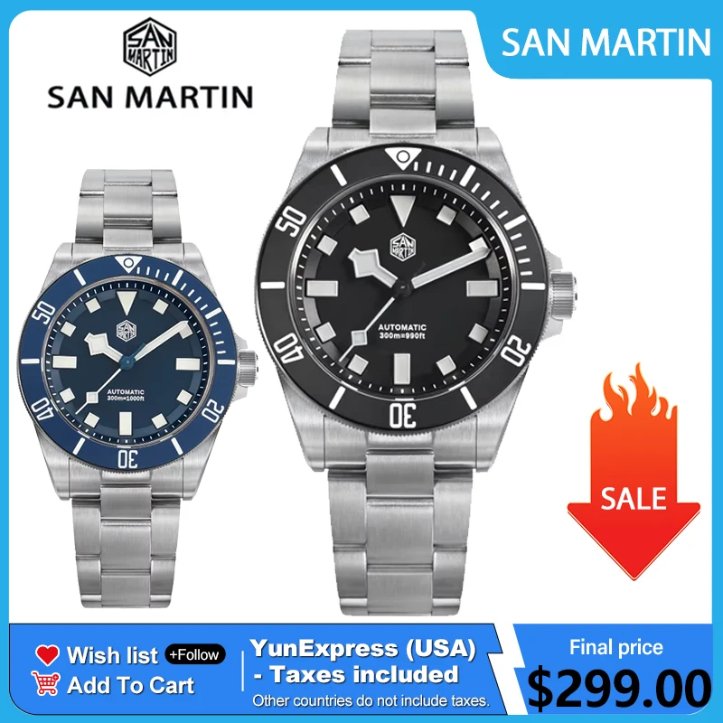 Reloj de Buceo San Martin SN0121TE de Titanio, Movimiento Automático ST2130, Titanio Grado 5, Resistente al Agua 120 Clicks, 300m