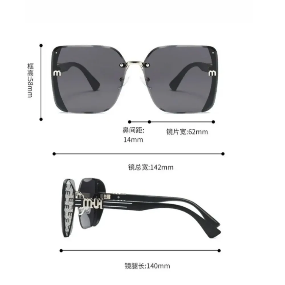 Gafas de Sol Cuadradas de Lujo Ligero con Letra M, de Moda, Talla Grande, para Mujer, para Viajes al Aire Libre, Gafas de Sol para Hombre, para Fiestas Urbanas, Lentes Modernas