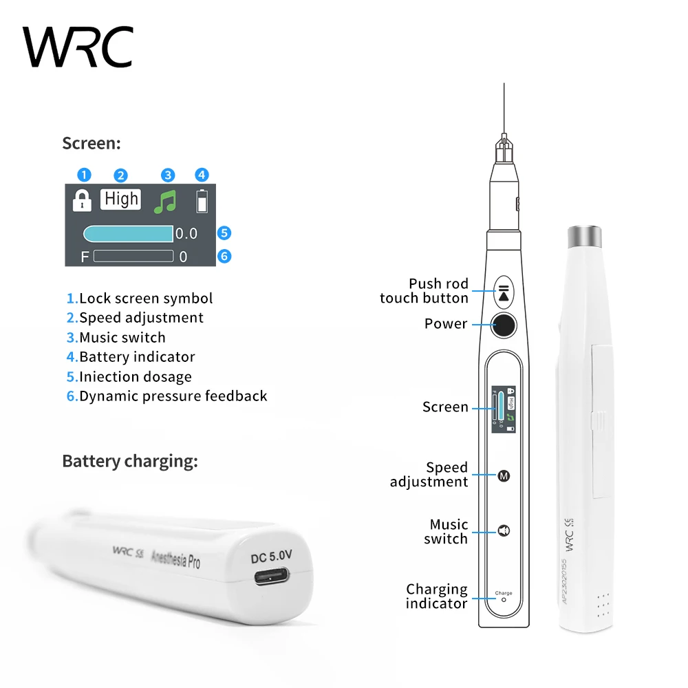 Pluma inyector de anestesia Dental eléctrica, jeringa de anestesia inalámbrica indolora con pantalla LCD, herramienta clínica recargable portátil