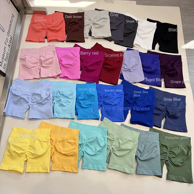 Pantalones cortos de gimnasio Push Up sin costuras de calidad, pantalones cortos de entrenamiento para correr, mallas de Yoga para mujer, pantalones cortos deportivos de cintura alta