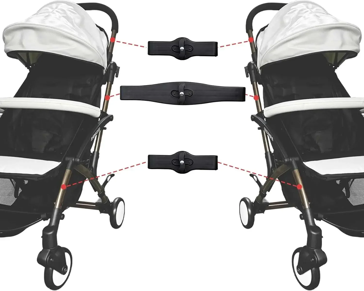 Paquete de 3 conectores para cochecito gemelo, sujetadores adaptadores ligeros ajustables desmontables, gancho doble Universal para cochecito, liberación rápida
