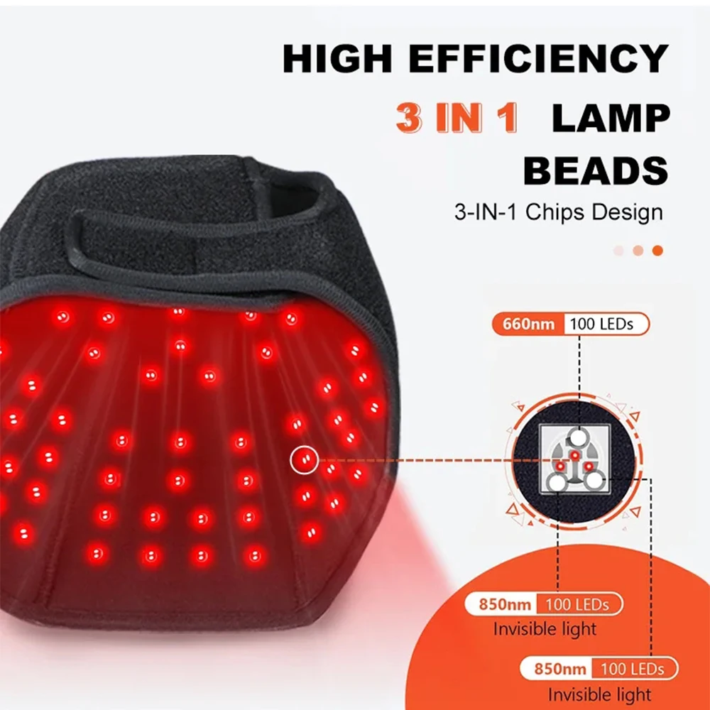 100 LED de 660nm y 850nm, Gorra de Terapia de Luz Roja e Infrarroja para el Crecimiento del Cabello