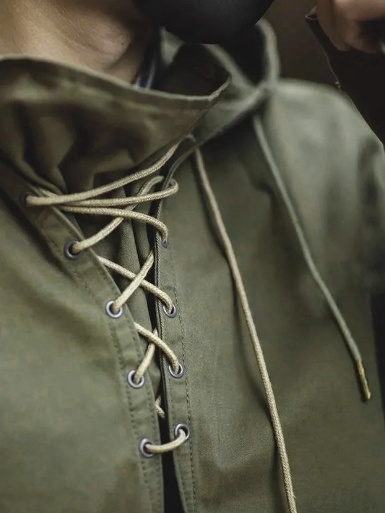USN Wet Weather Deck Parka, Sudadera con cordones estilo militar para hombre, Sudadera con capucha informal retro de corte holgado para ropa de calle, 100% algodón