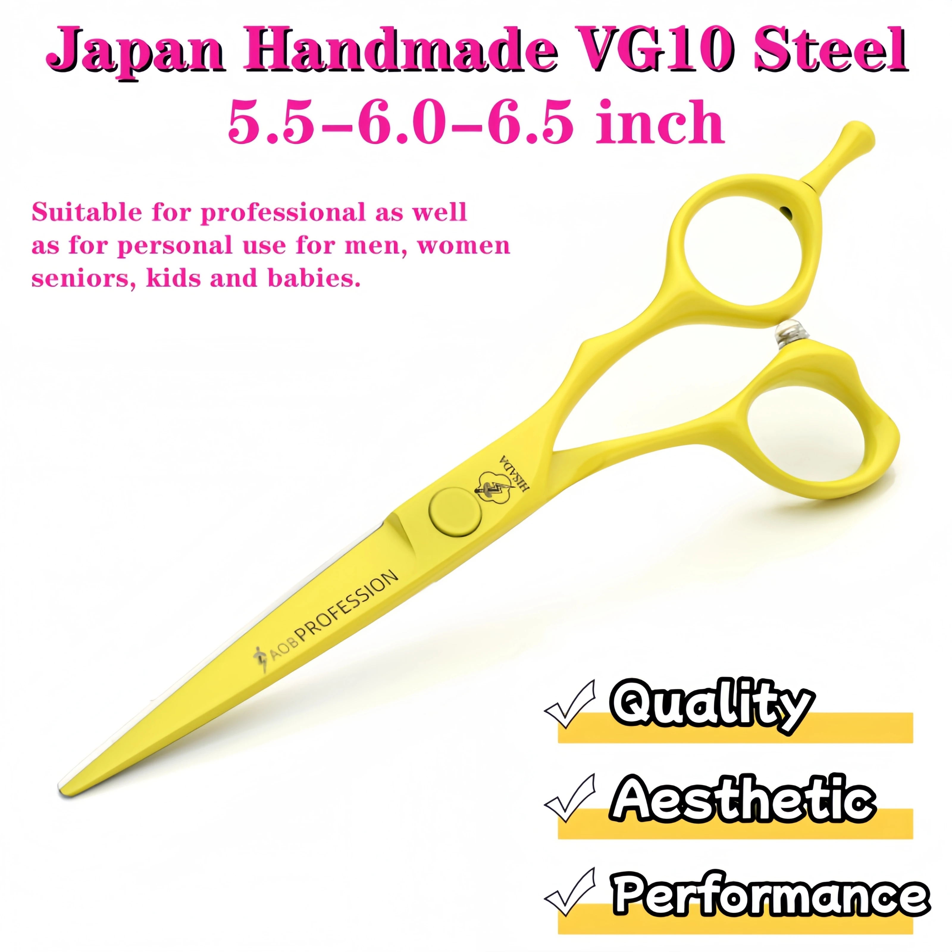 Tijeras Profesionales HISADA para Peluquería, 5.5, 6.0, 6.5 Pulgadas, Hechas a Mano en Japón, Material VG10, Tijeras para Corte de Cabello