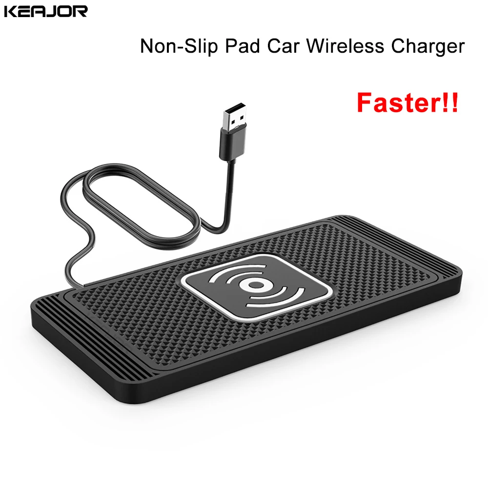 Cargador inalámbrico de coche, almohadilla antideslizante de silicona para iPhone 15, 14, 13, 12, Samsung S24, S23, Xiaomi, almohadilla de carga de inducción rápida para teléfono de coche