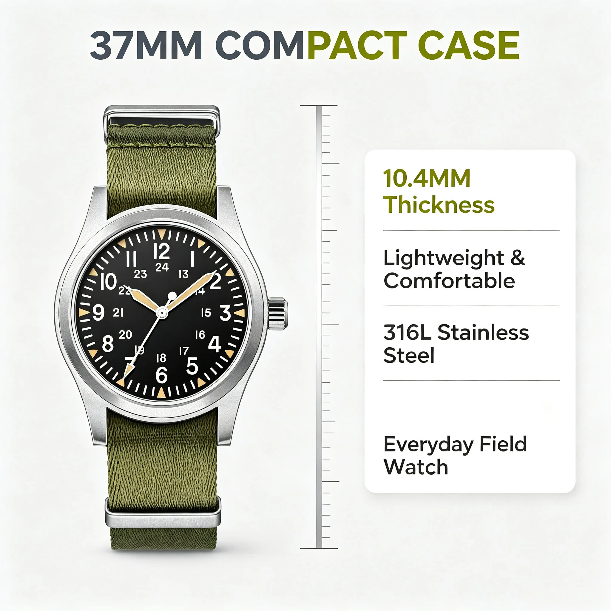 Reloj de Cuarzo MILITREK 2025 Nuevo Militar de 37mm VH31 para Hombre, Zafiro AR, Acero Inoxidable, Resistente al Agua 10Bar, Luminoso C3, Reloj Hombre