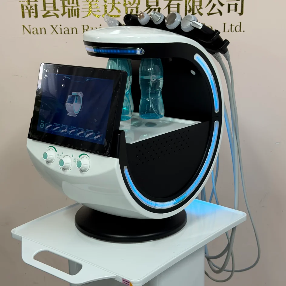 Máquina Facial Hydra Inteligente 7 en 1, Analizador de Piel, Limpieza Profunda de Poros, Dispositivo de Belleza Antienvejecimiento Hydra Lift, Azul Hielo