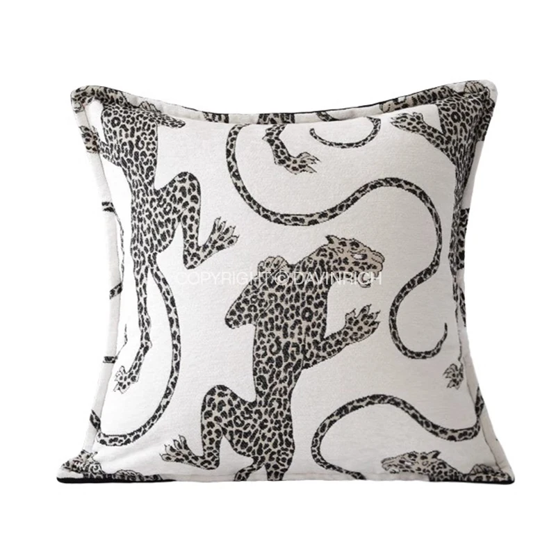 DAVINRICH-funda de almohada Lumbar con estampado de leopardo Medieval, cubierta de cojín de lujo, color verde, Colección Royal Menagerie