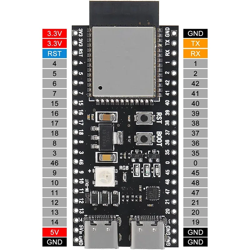 ESP32-S3-DevKitC-1 ESP32-S3 N8R2 N16R8 WiFi Bluetooth compatible BLE 5,0 Placa de desarrollo de malla ESP32 módulo inalámbrico