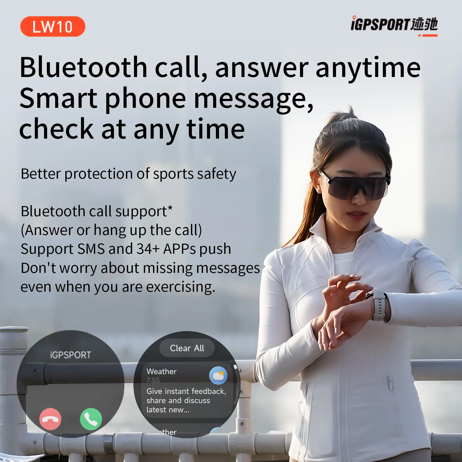 Reloj Inteligente iGPSPORT LW10 con Pantalla AMOLED de 1.43'', Rastreador GPS GNSS, Más de 50 Modos Deportivos, Monitor de Frecuencia Cardíaca/SpO2, Llamadas Bluetooth para Correr, etc.