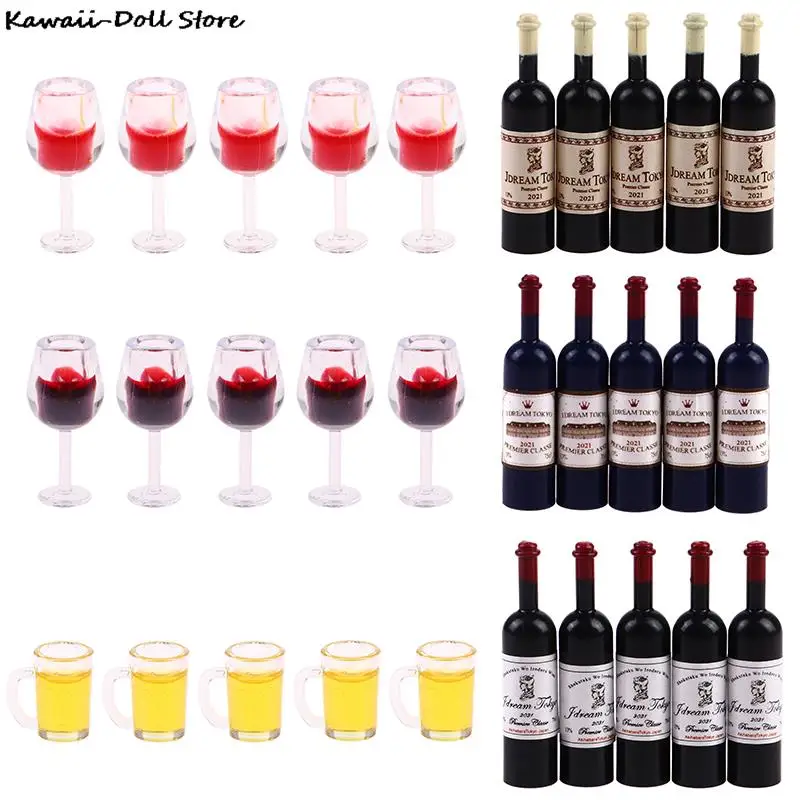 Copa de vino en miniatura para casa de muñecas 1:12, Mini copa de vino tinto, modelo para casa de muñecas OB11 BJD, accesorios de decoración para cocina y restaurante