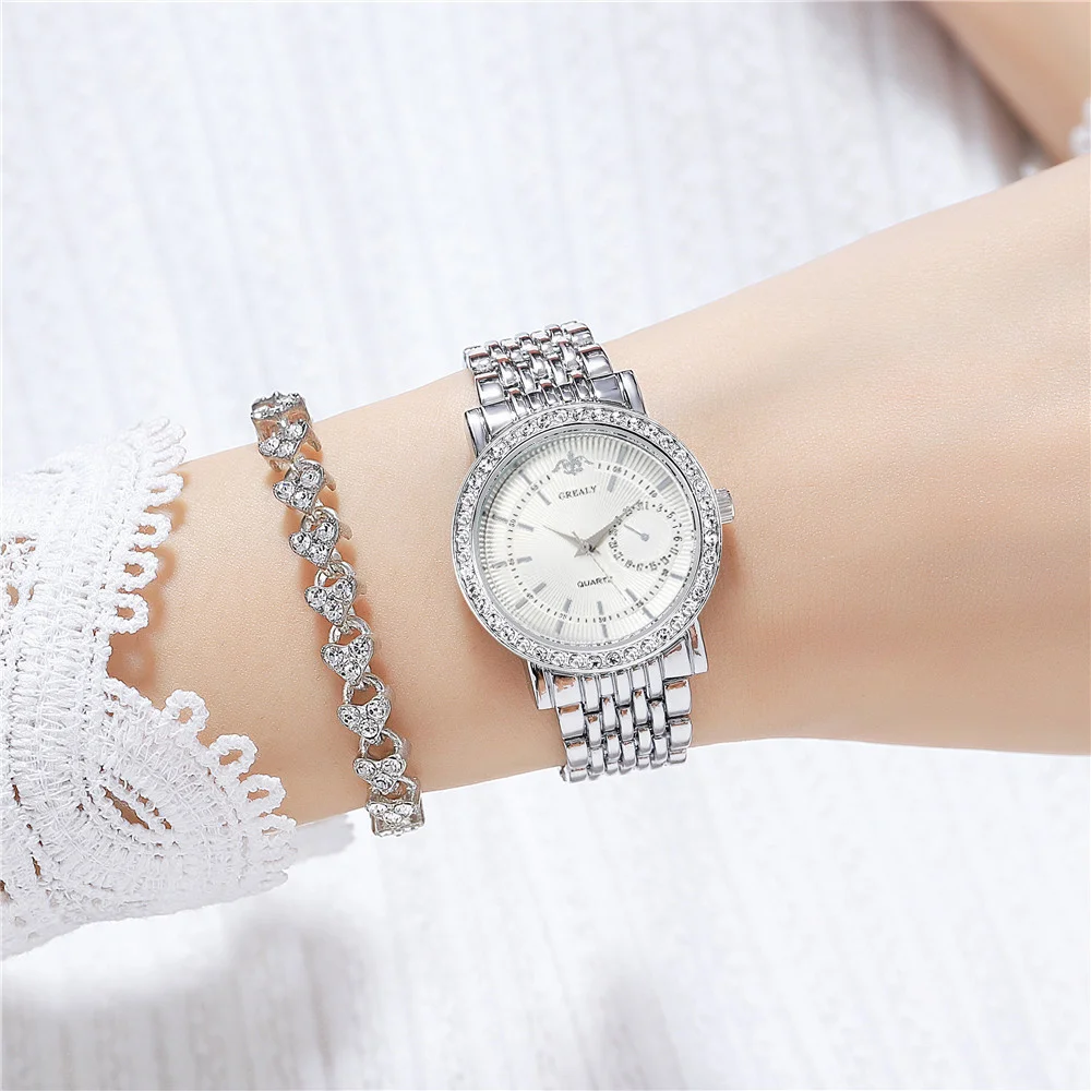 Elegante Reloj de Mujer Dos Tonos con Cristal Correa de Acero Cuarzo
