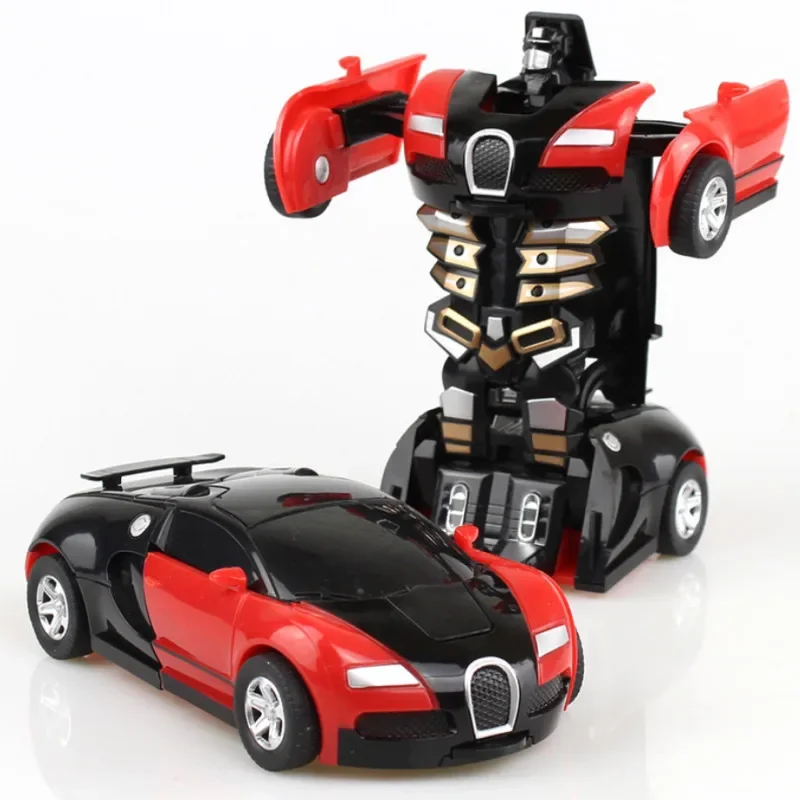 Mini coche de juguete 2 en 1, coche de juguete transformable con un solo botón, modelo de coche robot transformable automático, coche de juguete de metal, regalo para niños, juguete para niños.