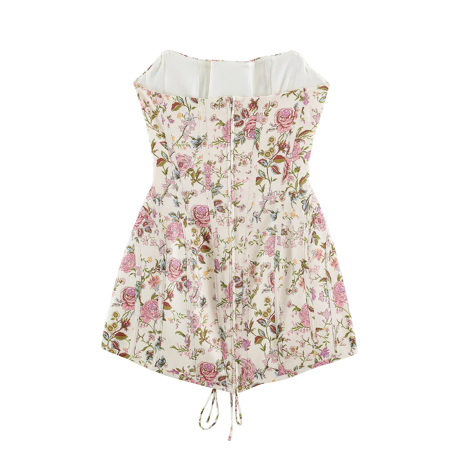 Vestido corto de verano 2026 para mujer, estilo francés elegante, sin mangas, con cordones, tipo faldón cruzado, vintage, sin espalda, con estampado floral.
