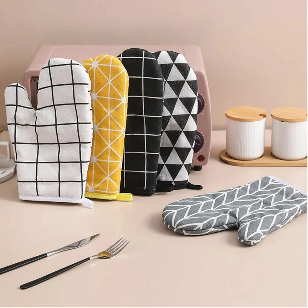 Guantes para horno, manoplas para horno, guantes para horno microondas, guantes de lino resistentes a altas temperaturas, herramientas de cocina para hornear