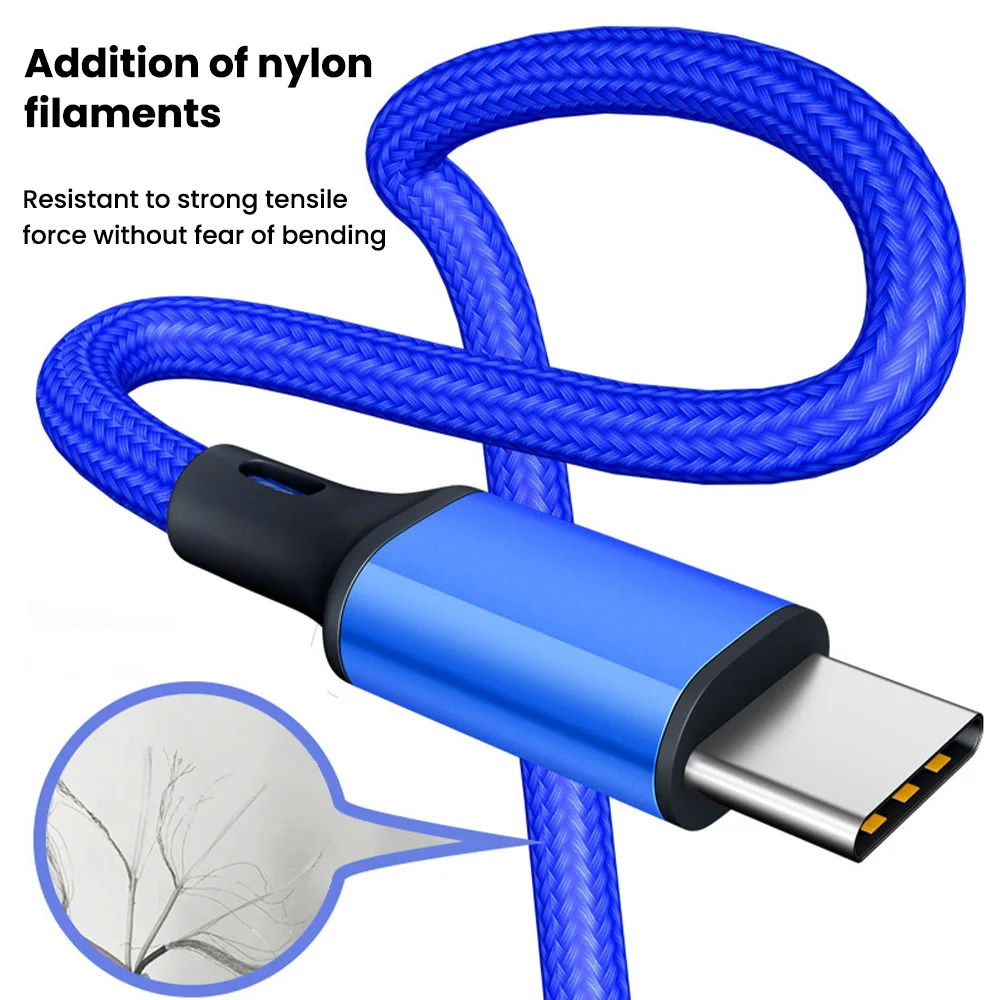 Cable USB Micro Tipo C de 25 cm, Cable de Carga Rápida y Transferencia de Datos para iPhone, Xiaomi, Samsung, Power Bank, Cable USB C con Trenzado de Nailon