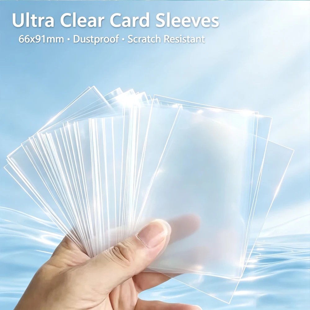 Fundas transparentes para tarjetas de 66x91mm, 100/300 Uds., protector de tarjetas transparente, bolsas de almacenamiento a prueba de arañazos y polvo para tarjetas de juego coleccionables