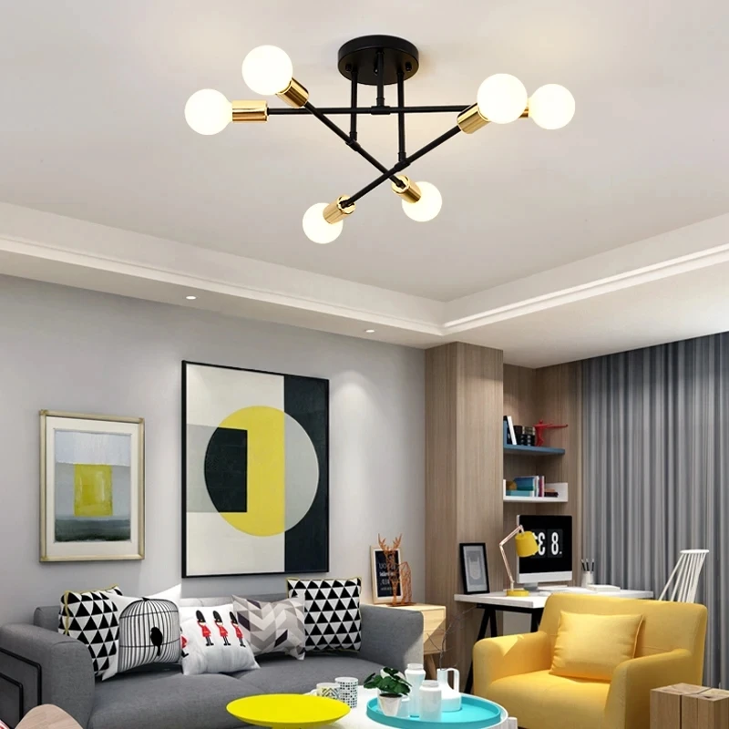 Lámpara de techo de luz colgante minimalista nórdica, lámpara LED adecuada para dormitorios, salas de estar, decoración de iluminación de oro negro