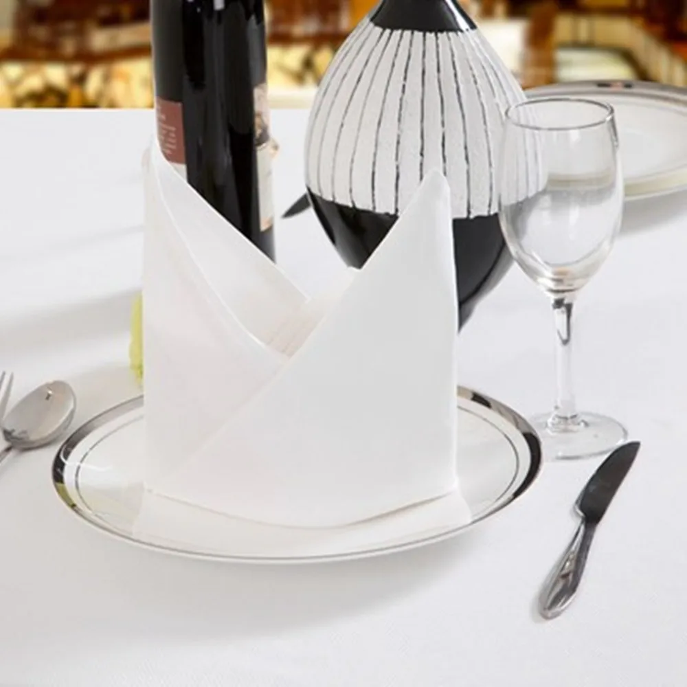 12 Uds. 100% algodón RESTAURANT DINNER ropa de lino blanco 50x50cm pezones de humeante PREMIUM
