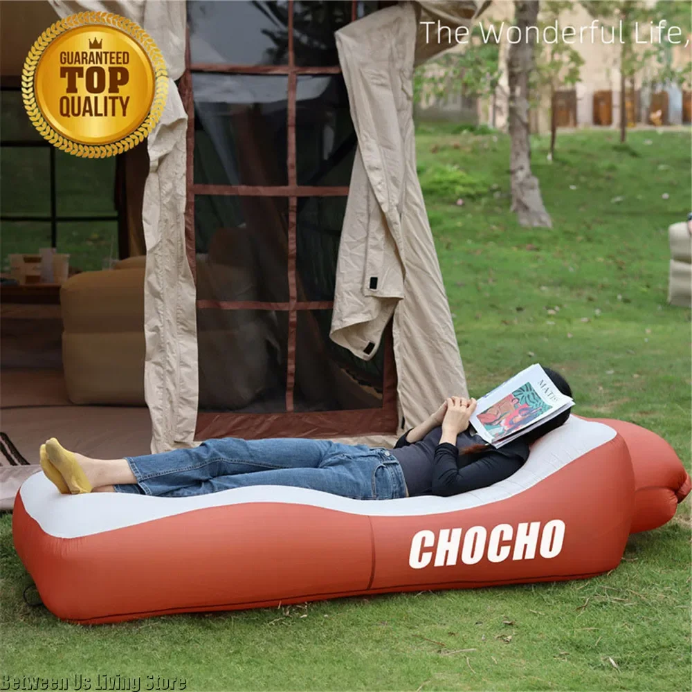 Sofá cama inflable de lujo: diseño extra ancho sin rollo para playa, jardín y interior |   Tumbona de aire de configuración rápida