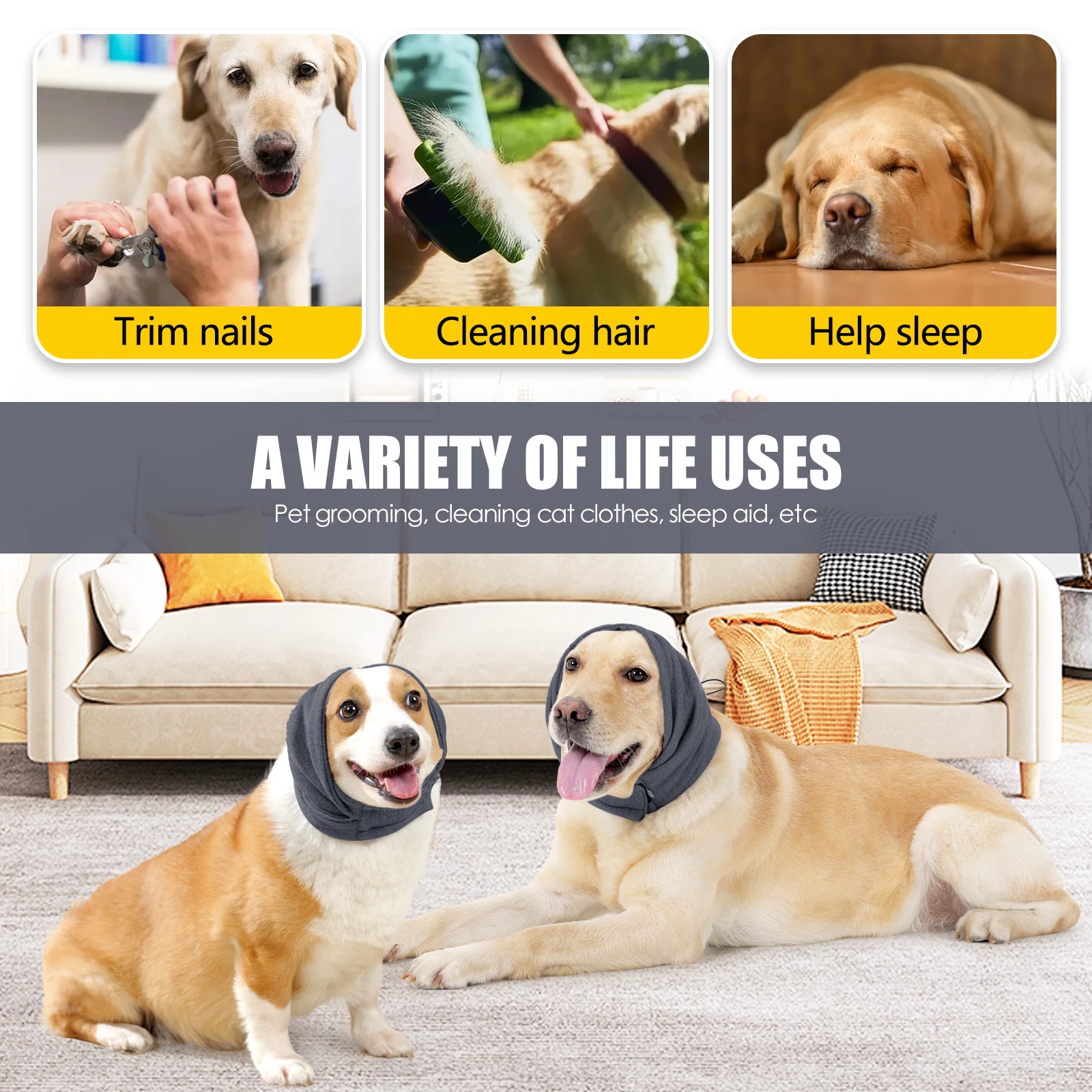 Sudadera Calmante para Perros con Orejeras Reductoras de Ruido para Aliviar la Ansiedad - Diadema Suave con Orejeras para Perros