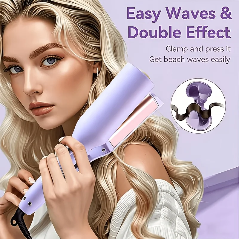 Rizador de pelo de 32 mm, ideal para mujeres, que permite crear rizos duraderos y definidos. Perfecto para lograr unas ondas de playa instantáneas. Herramienta de peluquería para usar en la playa, en el trabajo o de viaje. Ideal como regalo para diversas festividades, fácil de usar y de manejar. Incluye 1 peine o 2 gomas para el pelo.