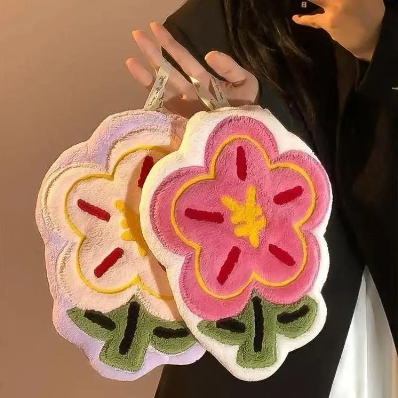 Nueva Toalla de Mano con Forma de Flor, Paño de Limpieza Súper Absorbente para Baño y Cocina, Toallita Colgante para Manos, Paño Grueso para Platos
